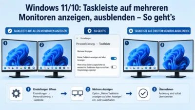Windows 11/10: Taskleiste auf mehreren Monitoren anzeigen, ausblenden – So geht’s