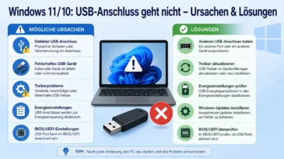 Windows 11/10: USB-Anschluss geht nicht – Ursachen & Lösungen