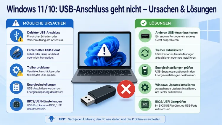Windows 11/10: USB-Anschluss geht nicht – Ursachen & Lösungen