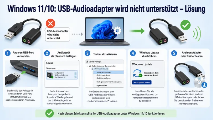 Windows 11/10: USB-Audioadapter wird nicht unterstützt – Lösung