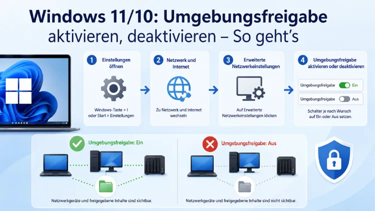 Windows 11/10: Umgebungsfreigabe aktivieren, deaktivieren – So geht’s
