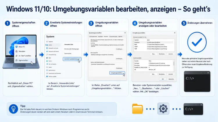 Windows 11/10: Umgebungsvariablen bearbeiten, anzeigen – So geht’s