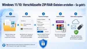 Windows 11/10: Verschlüsselte ZIP/RAR-Dateien erstellen – So geht’s