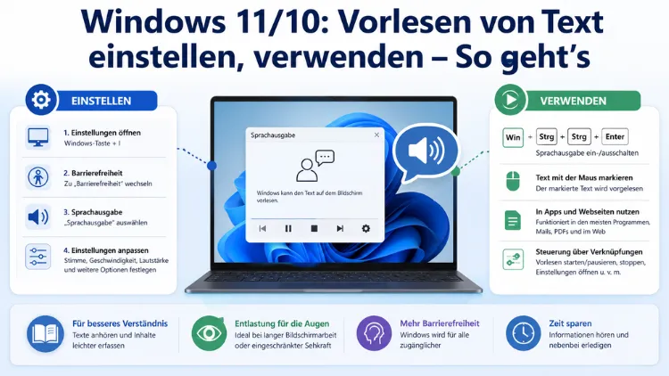 Windows 11/10: Vorlesen von Text einstellen, verwenden – So geht’s