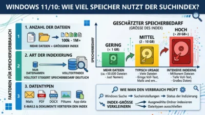 Windows 11/10: Wie viel Speicher nutzt der Suchindex?
