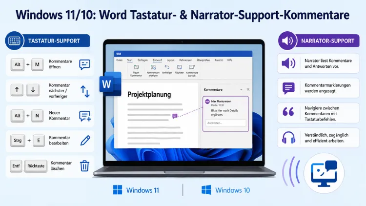 Windows 11/10: Word Tastatur- & Narrator-Support-Kommentare