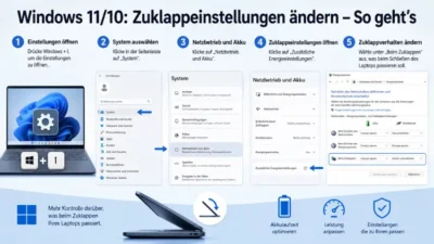 Windows 11/10: Zuklappeinstellungen ändern – So geht’s