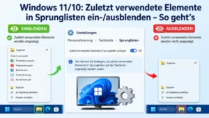 Windows 11/10: Zuletzt verwendete Elemente in Sprunglisten ein-/ausblenden – So geht’s