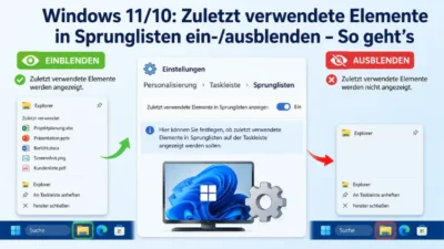 Windows 11/10: Zuletzt verwendete Elemente in Sprunglisten ein-/ausblenden – So geht’s