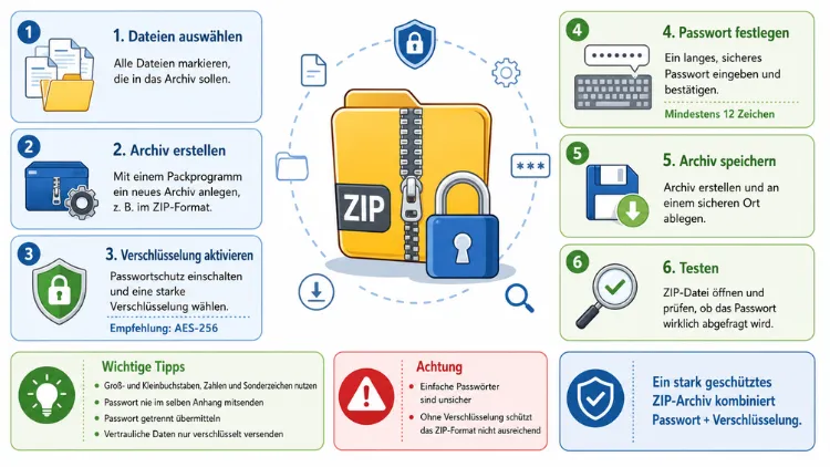 ZIP-Archiv mit Passwort schützen – so geht es richtig