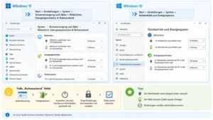 Ändern der Einstellungen für Netzbetrieb und Ruhezustand in Windows