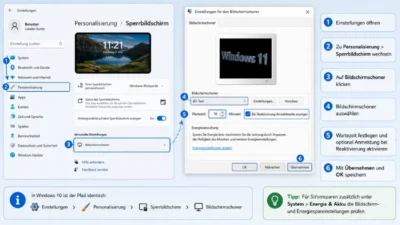 Anpassen der Bildschirmschoner-Einstellungen in Windows 11/10
