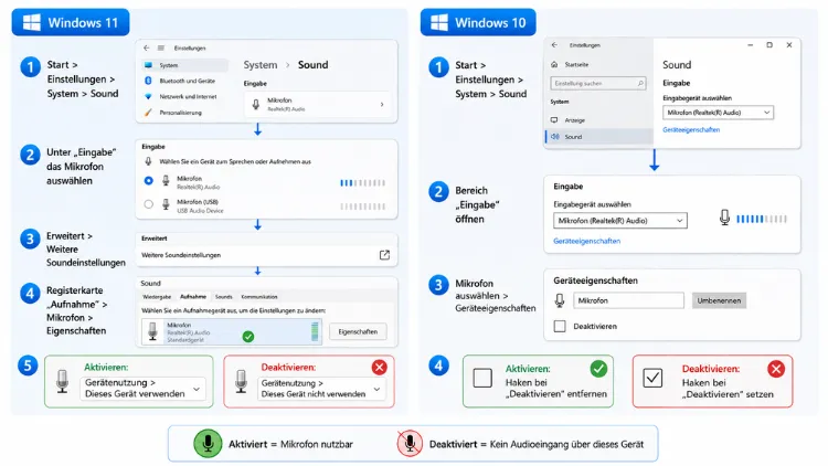 Audioeingabegerät aktivieren, deaktivieren in Windows 11/10