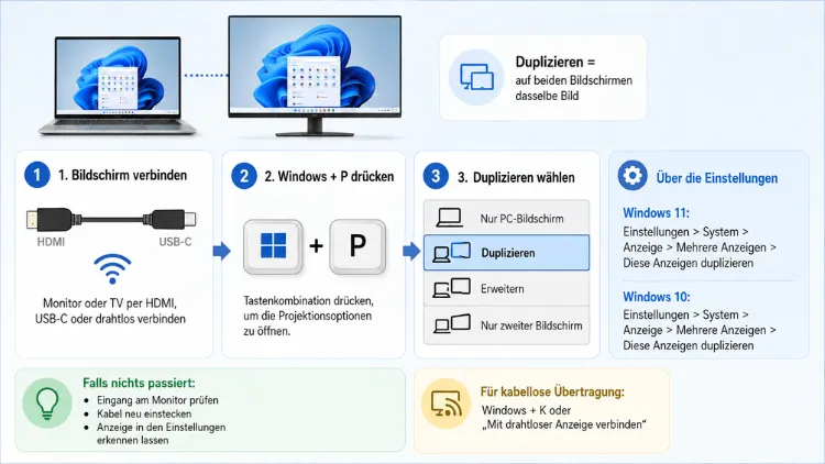 Bildschirm duplizieren in Windows 11/10: So geht es einfach