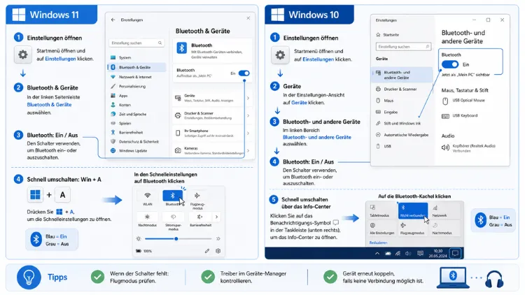 Bluetooth-Einstellungen einfach umschalten in Windows 11/10
