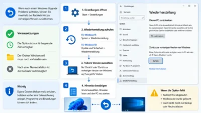 Einfaches Zurückkehren zur vorherigen Windows-Version – Anleitung