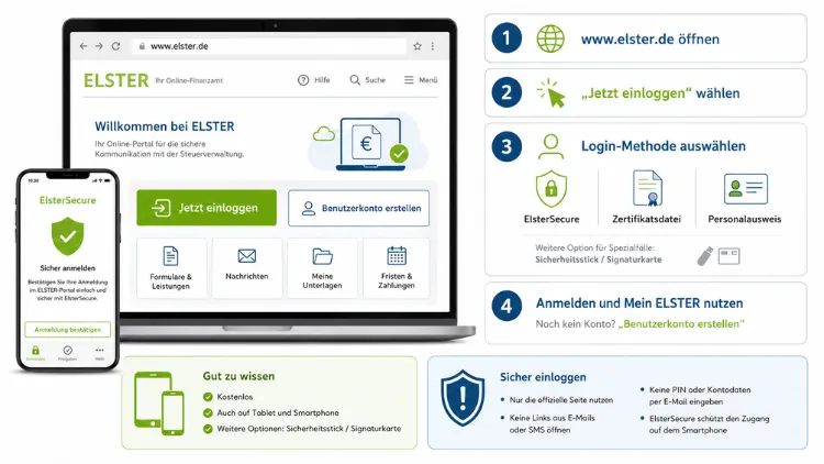 Elster-Portal einloggen: So geht es einfach und sicher