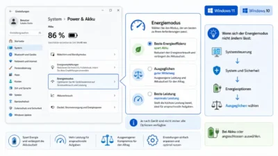 Energiemodus ändern in Windows 11 und 10: So geht es einfach