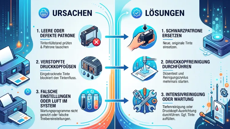 Epson-Drucker druckt kein Schwarz – Ursachen & Lösungen
