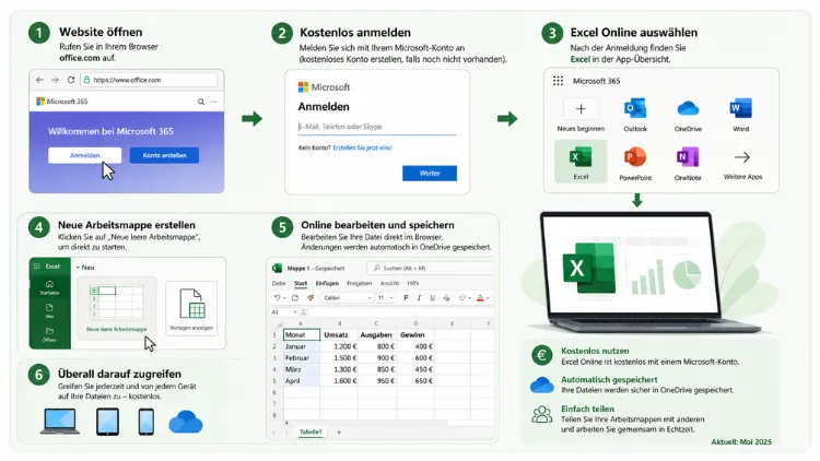 Excel Online kostenlos nutzen: Schritt für Schritt erklärt