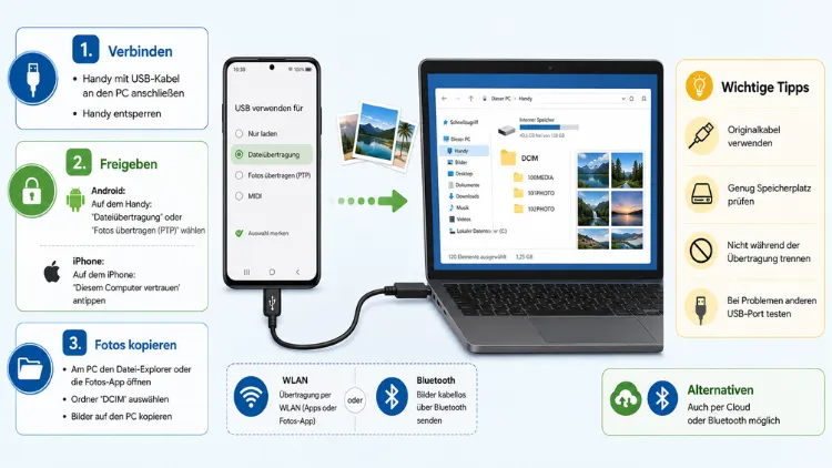 Fotos vom Handy auf den PC übertragen: So geht es fehlerfrei