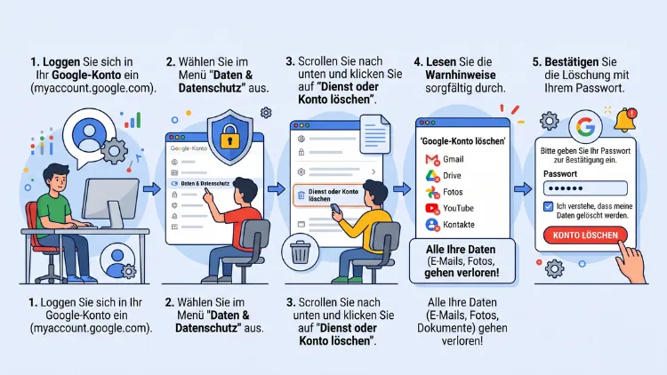 Google Konto löschen: Schritt für Schritt erklärt