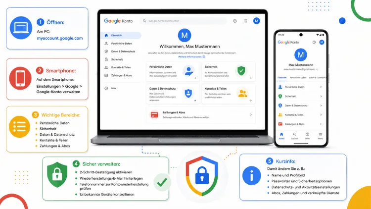 Google Konto verwalten: So geht es sicher und einfach
