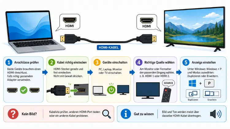 HDMI-Kabel anschließen: So geht es richtig