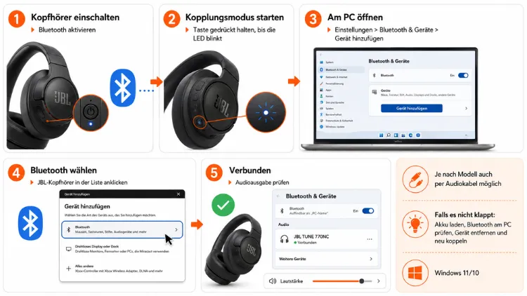 JBL-Kopfhörer mit PC verbinden: So geht es einfach