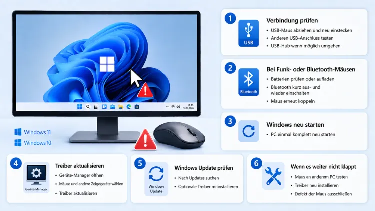 Maus funktioniert nicht in Windows 11 und Windows 10 – Lösung!
