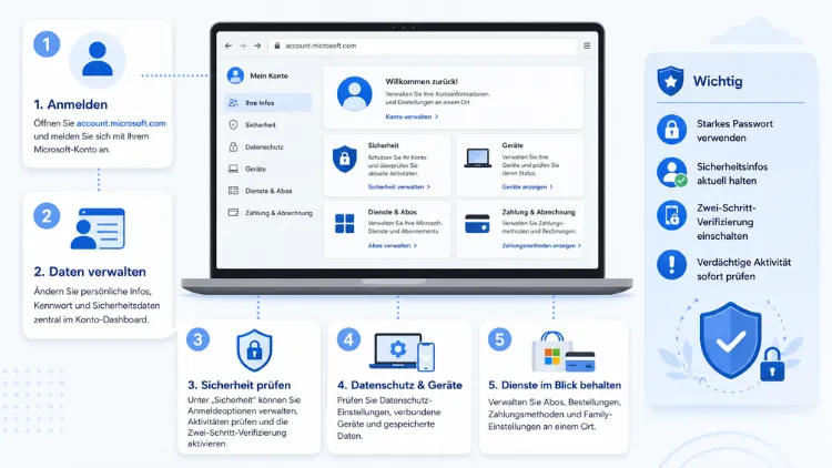 Microsoft Konto verwalten: So geht es einfach und sicher