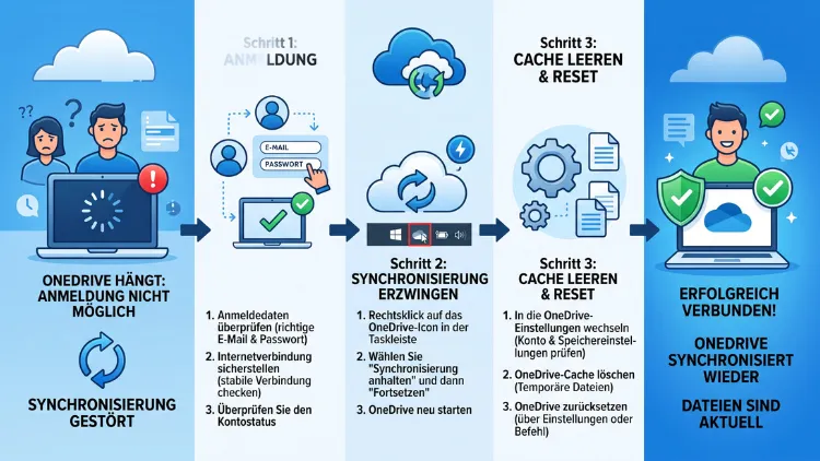 OneDrive: Anmeldung hängt – Synchronisierung beheben
