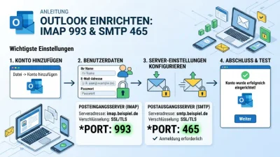 Outlook IMAP: Port 993 & SMTP 465 – So geht’s einrichten