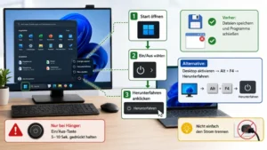 PC herunterfahren und ausschalten: So geht es richtig