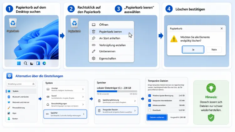 Papierkorb in Windows 11 leeren: So geht es einfach