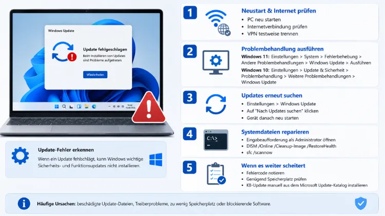 Probleme mit fehlgeschlagenen Updates beheben: So geht es