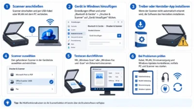 Schließen Sie einen Scanner an Ihr Gerät an Windows – Anleitung