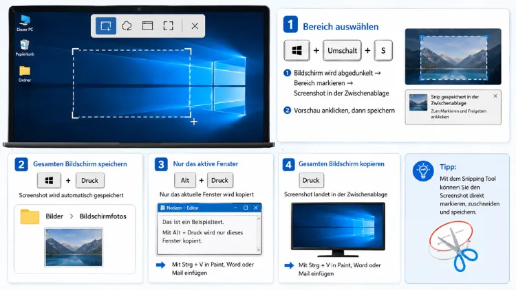 Screenshot in Windows 10 erstellen: Schritt für Schritt erklärt