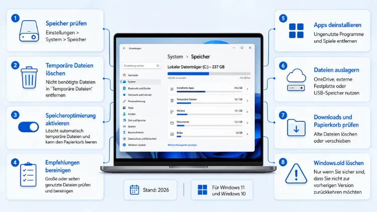 Speicherplatz effektiv freigeben in Windows 11 und 10
