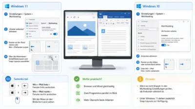 Splitscreen-Modus aktivieren in Windows 11/10: So geht es