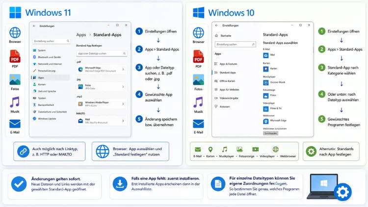 Standardprogrammeinstellungen ändern in Windows 11 und 10