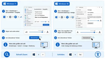 Text am Bildschirm größer machen in Windows 11 und 10