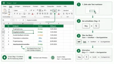Text in Excel durchstreichen: So geht es einfach