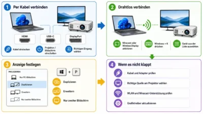 Verbindung mit einem Projektor oder PC herstellen: So geht es