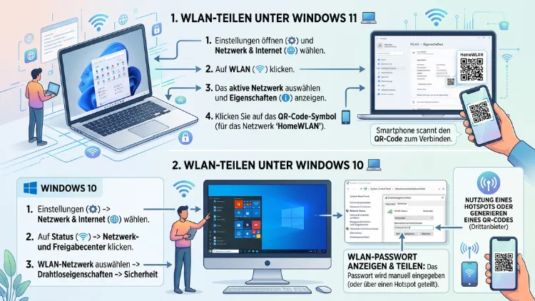 Verbindung zum WLAN über einen QR-Code in Windows 11 und 10
