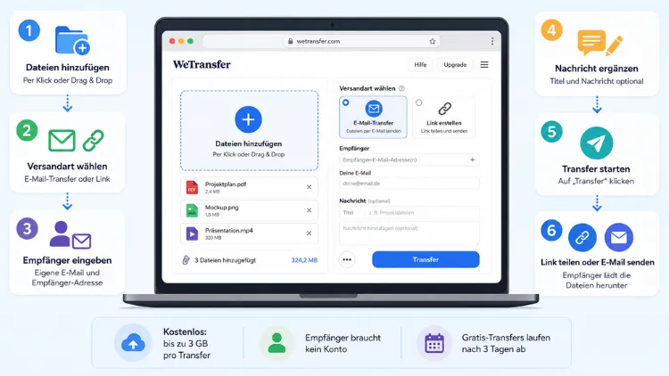WeTransfer Dateien senden: So geht es einfach und schnell