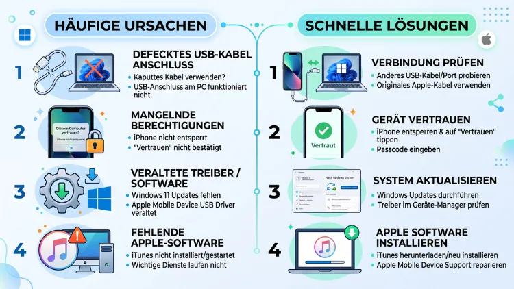 Windows 11 erkennt iPhone nicht – Ursachen und Lösungen
