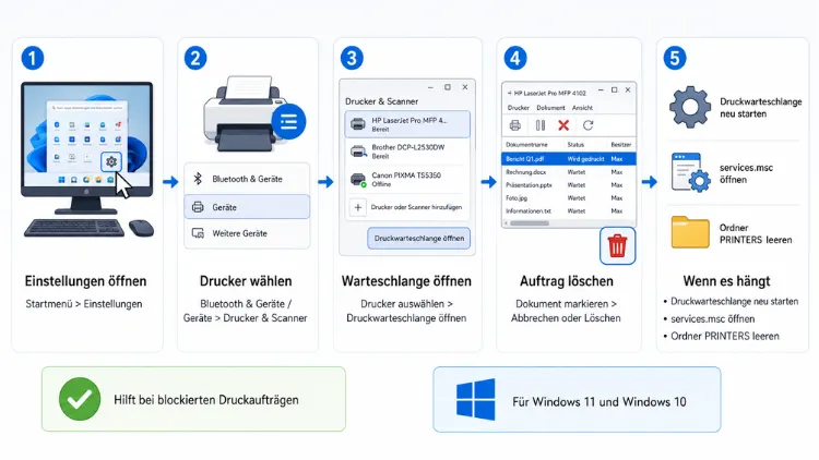 Windows 11/10: Aktuelle Druckaufträge löschen – so geht’s
