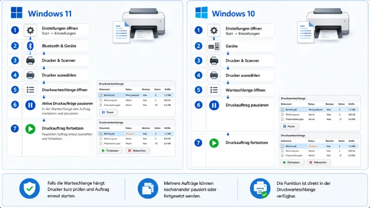 Aktuelle Druckaufträge in Windows 11/10 pausieren, fortsetzen