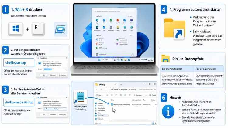 Autostart-Ordner aktivieren in Windows 11 und 10 – Anleitung
